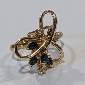 14k spinel diamond ring Sz 5.75